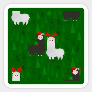 christmas reindeer alpacas Sticker